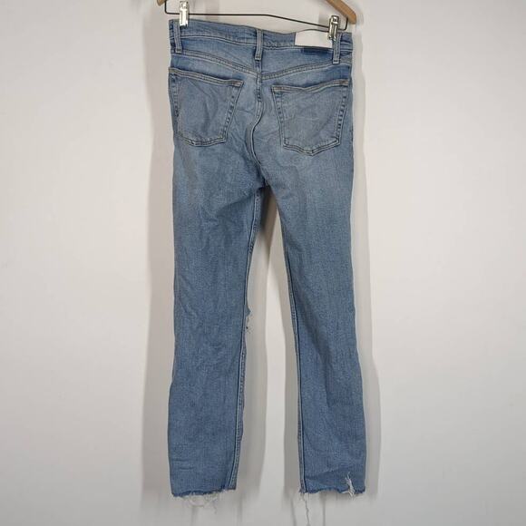 RE/DONE 90s High Rise Ankle Crop Distressed Button Fly Jeans 28 Women's Preowned - Picture 3 of 10